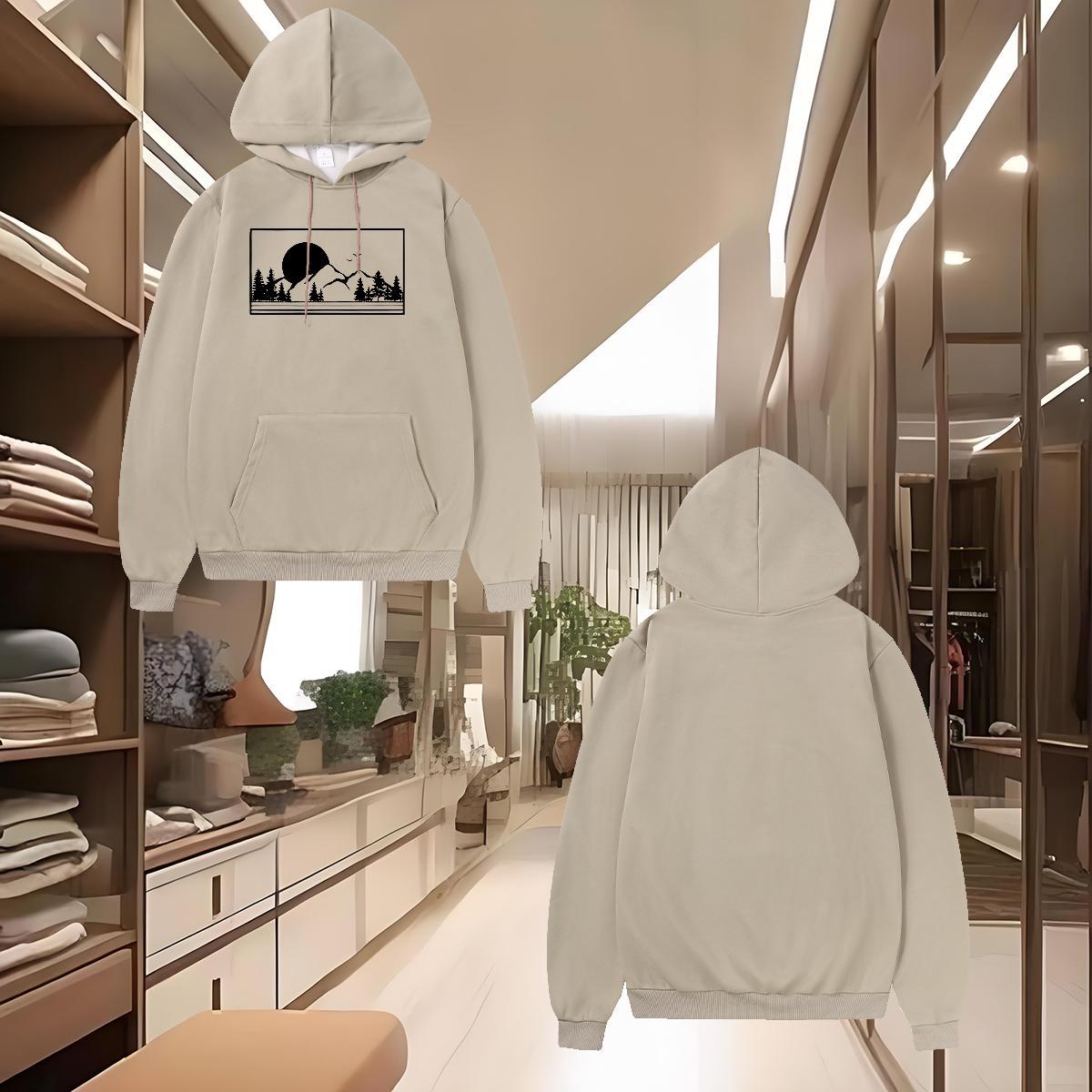 Classic Hoodie For Woman Tops Lady Unisex Hooded Sweatshirt Plus Size Cartoon 350g Cotton Breathable Hooded Collar Casual Beach