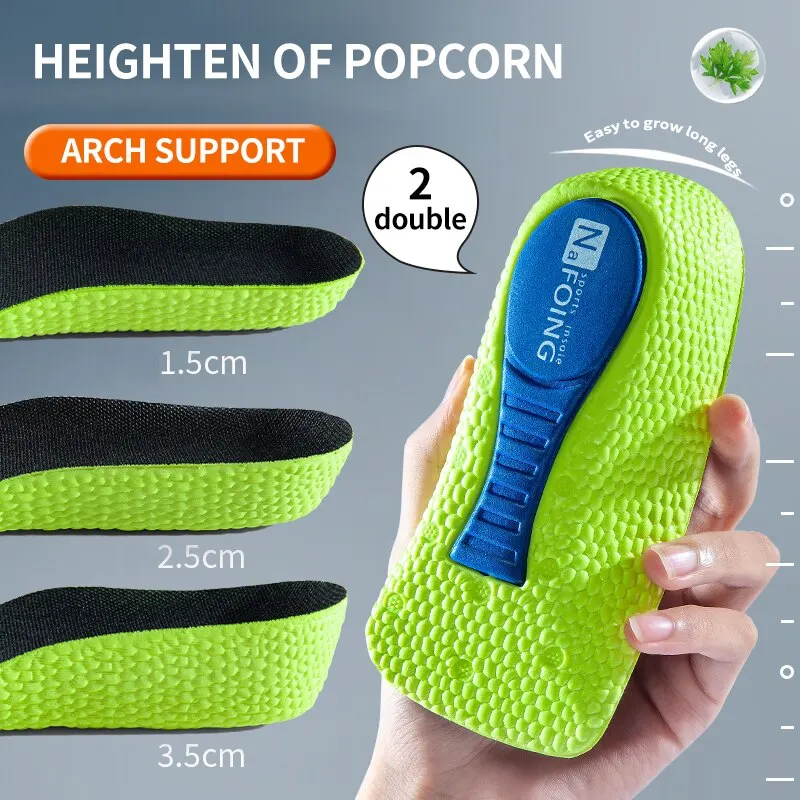 Memory 2025 Foam Height Increase Insoles for Men Women Shoes new Flat Feet Arch Support Orthopedic Insoles Sneakers Heel Lift Care Insole