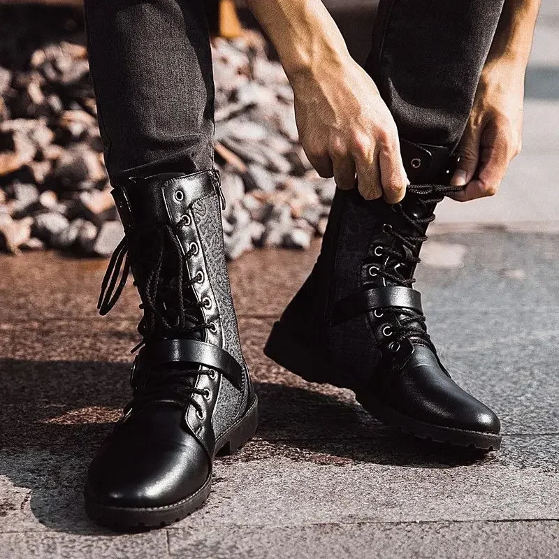 Mens shoes waterproof high cut mens shoes leather rubber size 45 anti slip selling high-quality Y2k comfort 241031