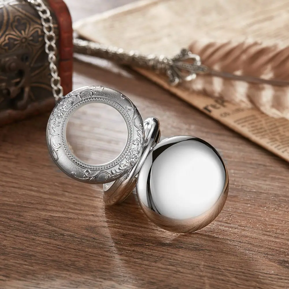 New 2 new Sides Open Gift Carving Mechanical 2025 Pocket Watch Men Women Fob Hand Wind Double Hunter Roman Numerals