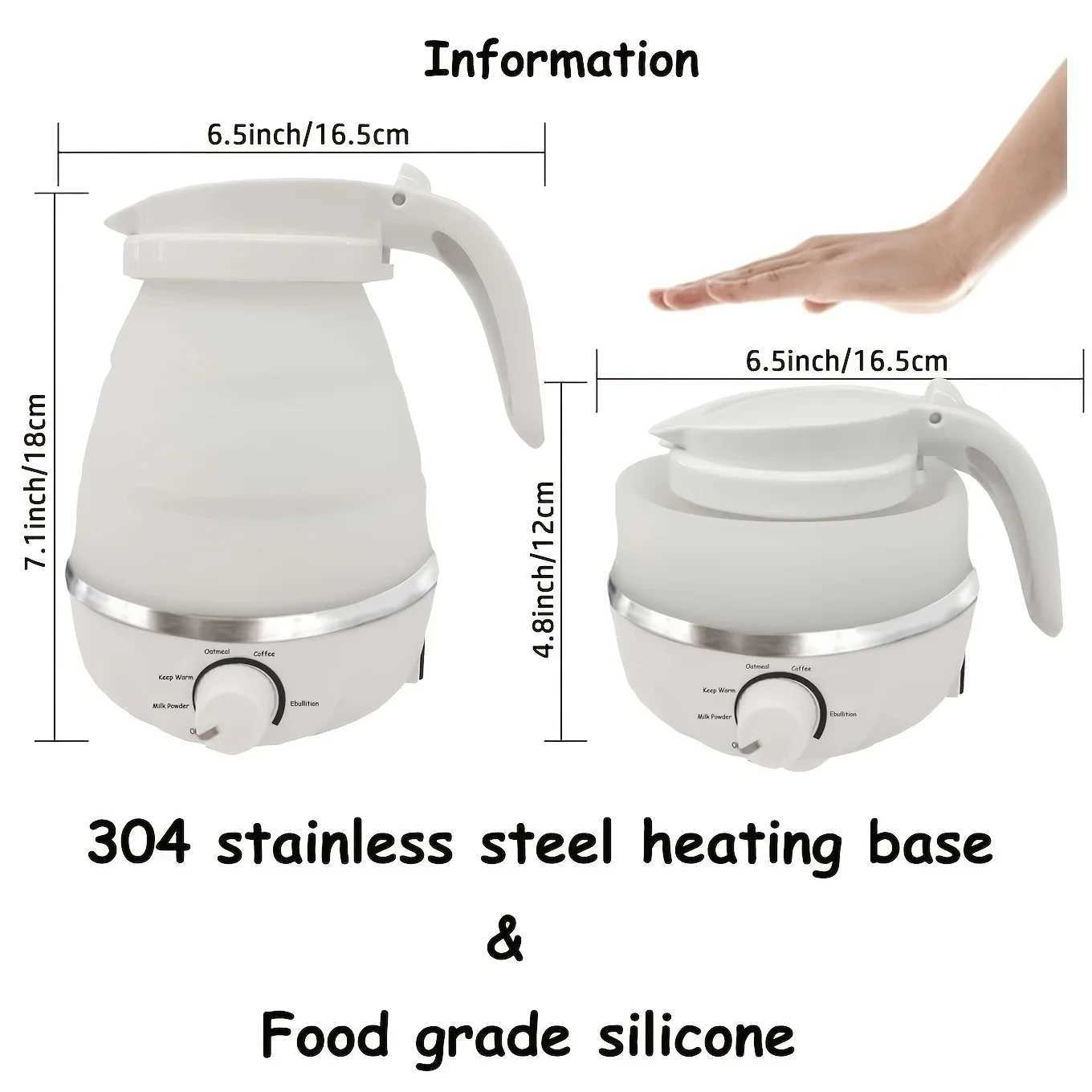 Foldable electric kettle travel 110/220V 0.6L 600W household teapot mini kettle food silicone portable teapot Y241102