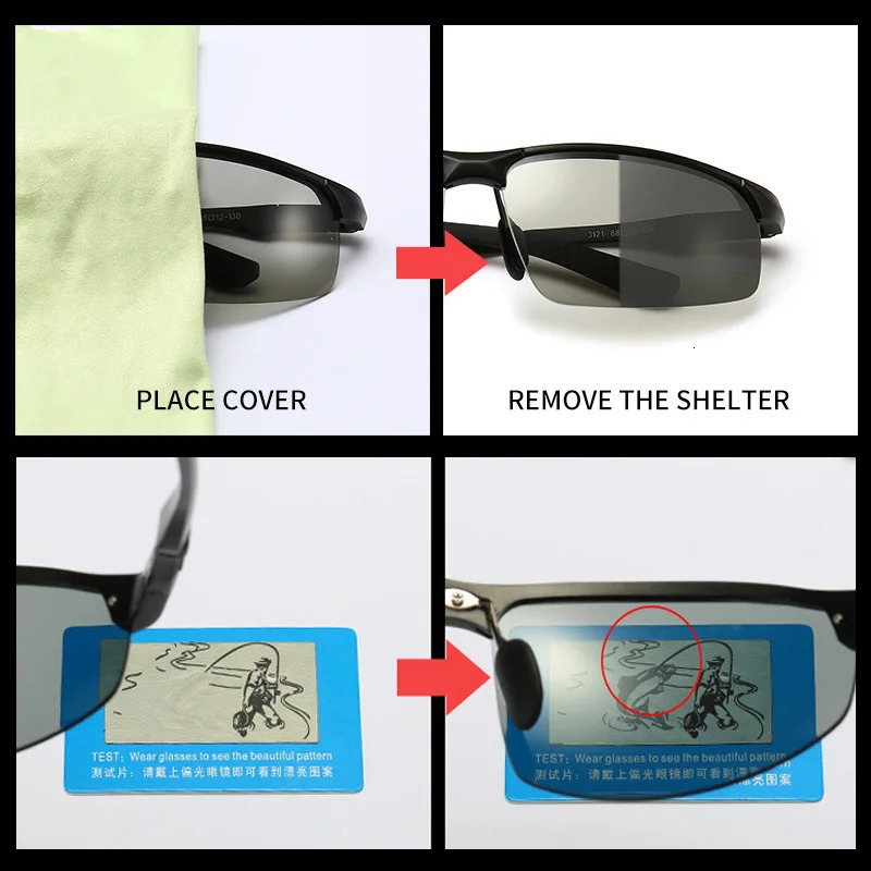 AOWEAR pochromic sunglasses for men polarized day and night driving glasses high-quality aluminum edge chameleon glasses Gafas 241031