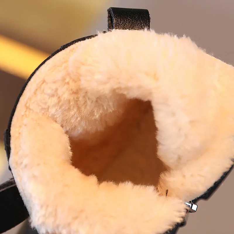 Baby casual cotton shoes girls and boys retro PU leather anti slip boots childrens fashion boots autumn warm plush boots M241102