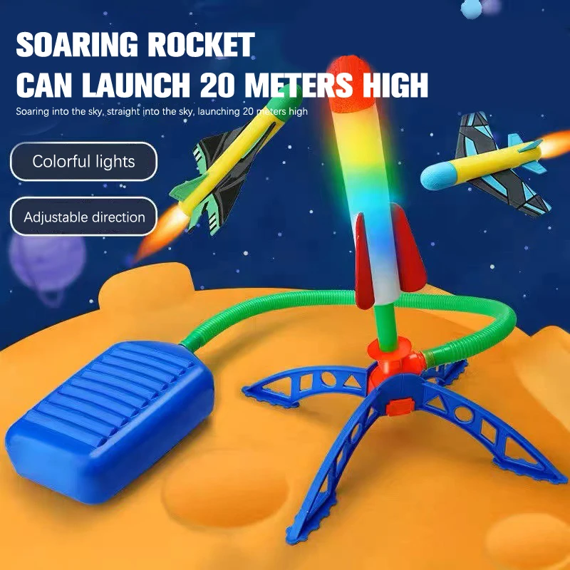 1Set Kid Air Rocket Foot Pump Launcher Toys Flash Rocket Launchers Pedal Games Outdoor 2025 Child new Play Toy Kid Gift