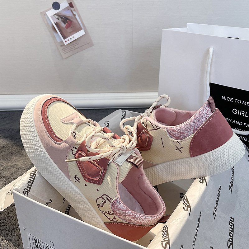Big Head Little White Shoes for Women 2024 Spring and Autumn New Korean Edition College Style Thick Bottom Versatile Student Casual Board Shoes