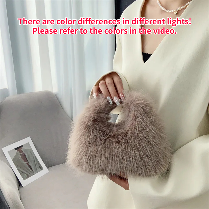 Artificial Fur Women's Shoulder Bag Soft Plush Women's Designer Handbag Women's Small Handbag Fluffy Crossbody Bag