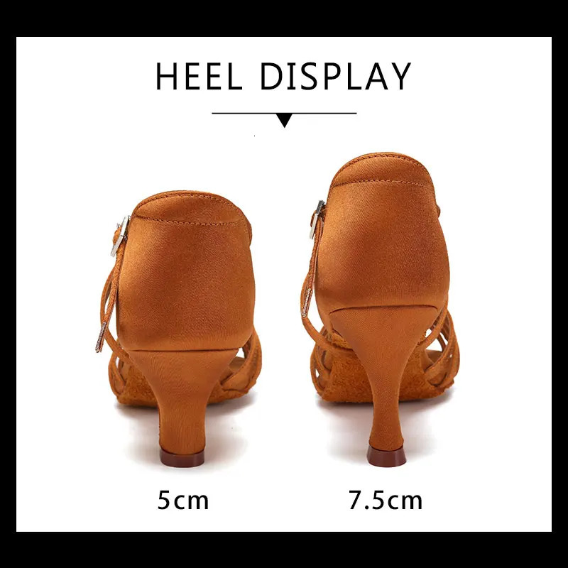 SWDZM Women Latin Dance Shoes High Heels Tango Party Dance Shoes For Girls Ladies Satin Salsa Sandals Dancing Ballroom Shoes 241101