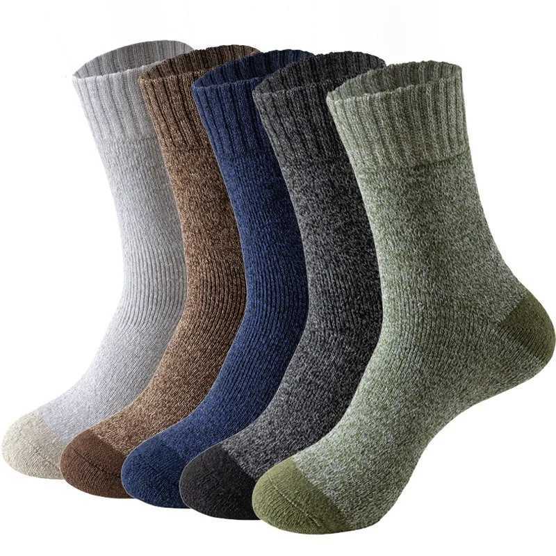 5 Pairs Merino Wool For Men Super Thick Hiking Thermal For Cold Weather LX241102