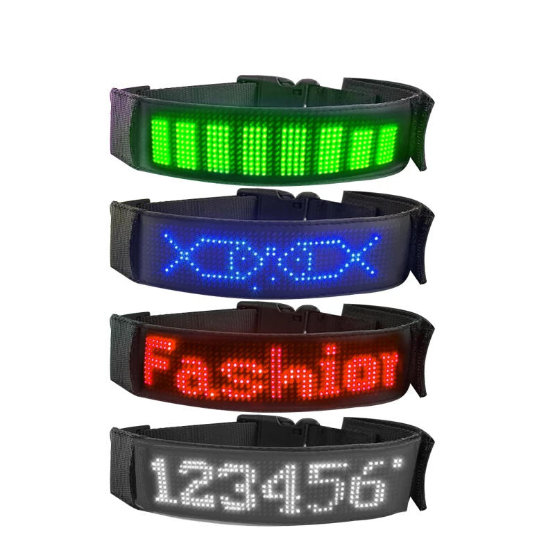 Adjustable Free Size Luminous LED Pet Collar Waterproof USB 2025 LED Light Up new Safety Dog Collar Programmable LED Display Dog Collars