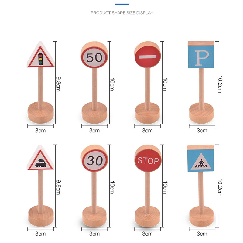 16Pcs/Set Traffic Road Sign Light Lamp Block Brick City Street View Speed Limit Indicator Kids Cognitive Educational Car Toy