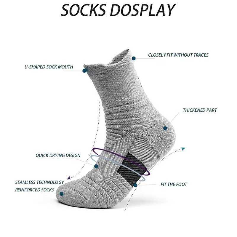 3pairs/Lot Mens Compression Stockings Breathable Basketball Sports Cycling Moisture Wicking High Elastic Tube LX241102