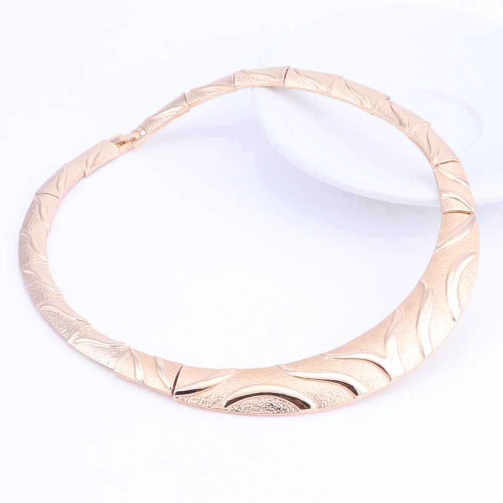 Gold Color Jewelry new Set Simple Elegant Bridal Wedding 2025 Earring Necklace Bracelet Ring For Women African Statement Anniversary Gift