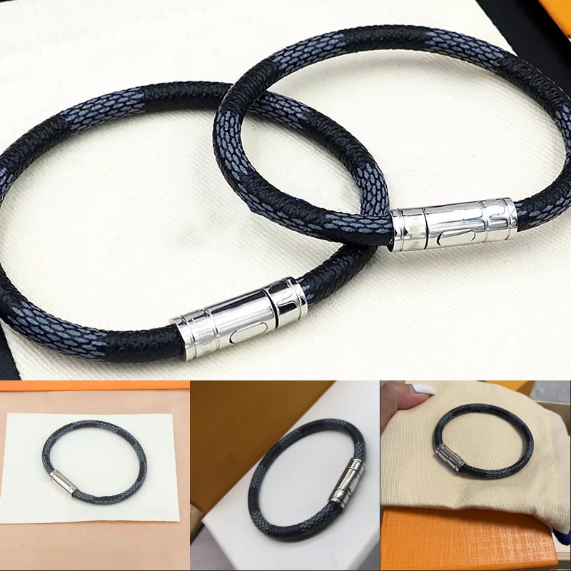 Luxury bracelet leather bracelets brown flower party outdoor plaid bangle letters mens jewelry bracelet woman high quality pure color fashionable zh181 Y4