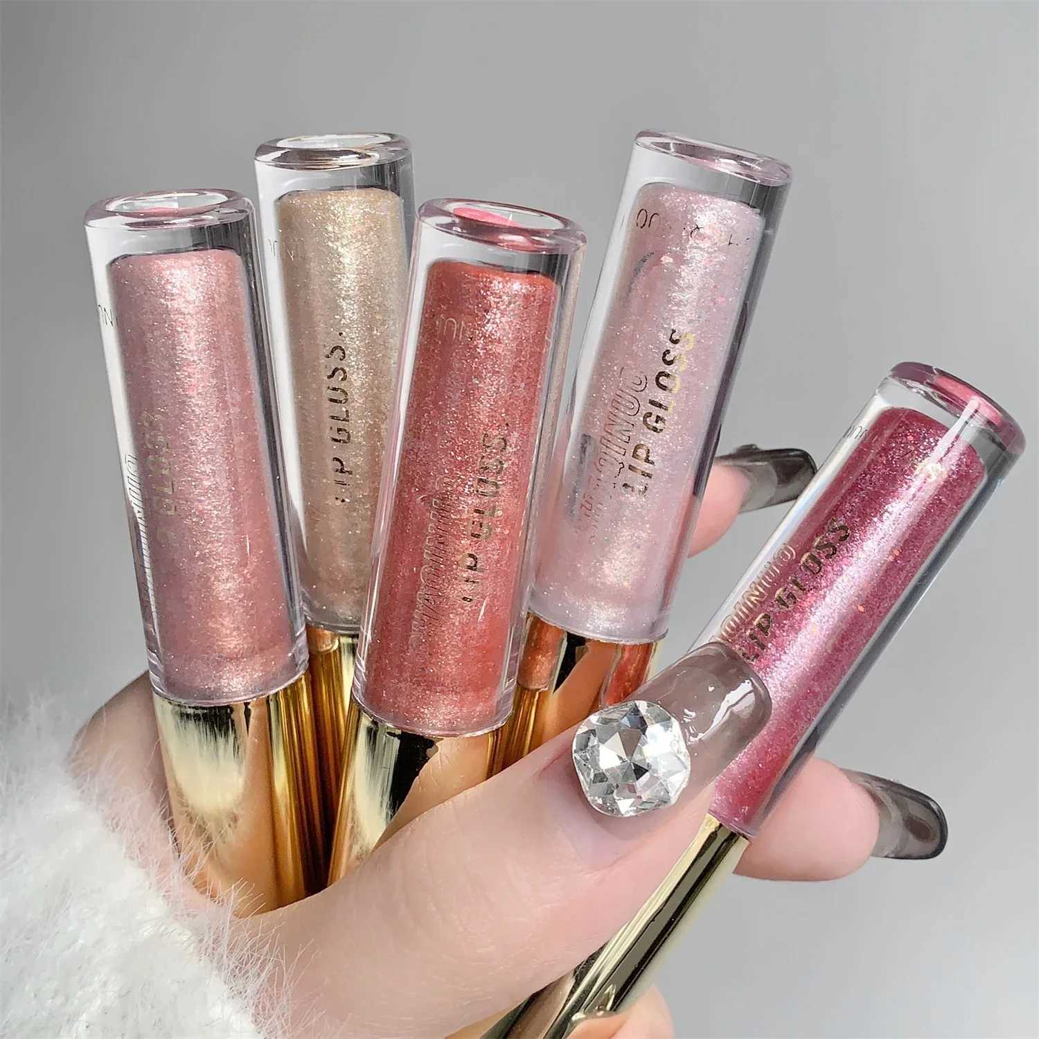 Pearl and diamond glitter lipstick lasting moisturizing gloss lipstick makeup mirror water gloss liquid lipstick W241101