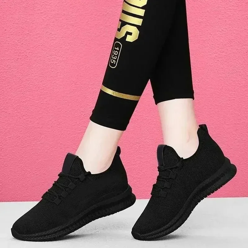 Womens Breathable Non-slip Platform Fashion Autumn Casual Shoes Korean Running Shoes Black Sneakers Shoes for Women 241101