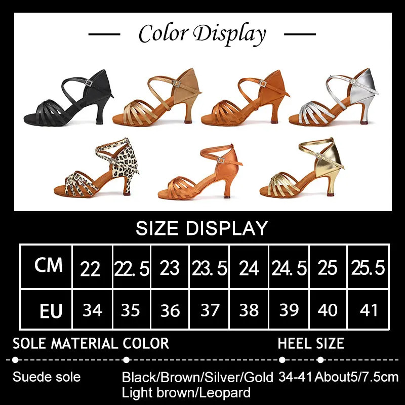 SWDZM Women Latin Dance Shoes High Heels Tango Party Dance Shoes For Girls Ladies Satin Salsa Sandals Dancing Ballroom Shoes 241101