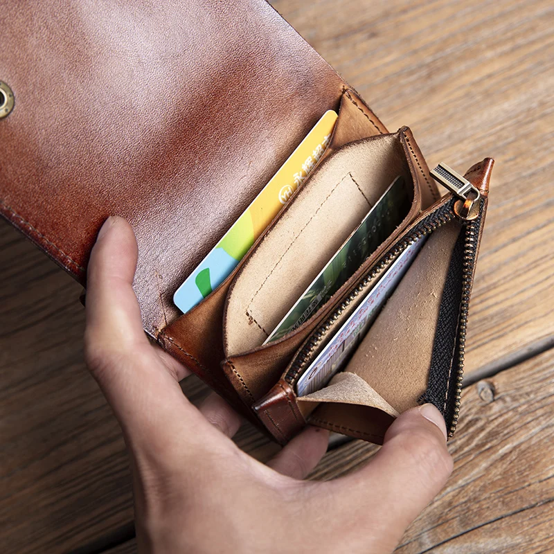 Handmade Pure Leather Wallet for Men Wallet Full-Grain Leather