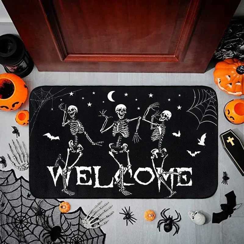 Halloween Dancing Skeletons Door Mat Spooky Skull Non-Slip Welcome Entrance Rugs Kitchen Bedroom Living Room Carpet DecorationXJ241101