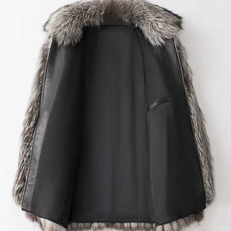 Mens fur coat New faux fox fur mens fur coat winter warm casual jacketXJ241102