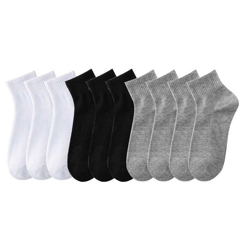 ALLTOOALL 10 Pairs/Lot Mens Breathable Cotton Solid Color Black White Business Simple Sock Casual Sports Mesh Short LX241102