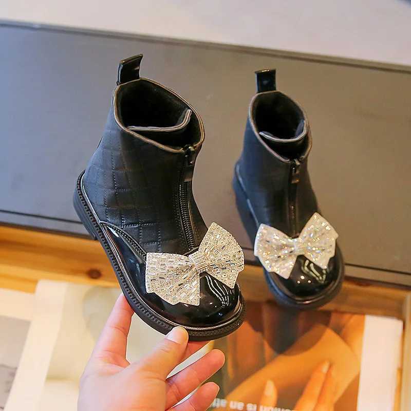 Fashion girls childrens leather shoes autumn and winter bow childrens boots size 26-36 M241102