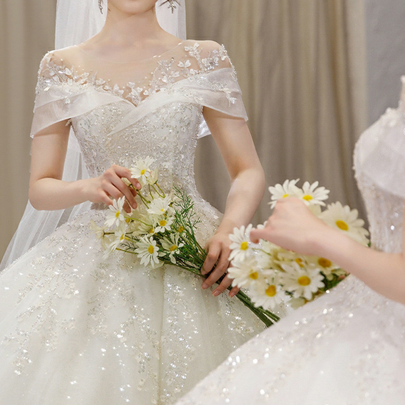 princess bg wedding dress Tulle Sweep Train Zipper beach Boho Lace Wedding Dress 2024 Plus Size Bride gowns new Robe De Mariee Ruched Country Beach ve