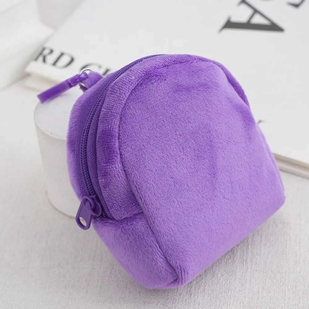 1Pcs Plush Schoolbag Coin Purse Kaii Pure Color Keychain Cute Wallet ID Card Bag Candy Coin Bag for WomenXJ241111