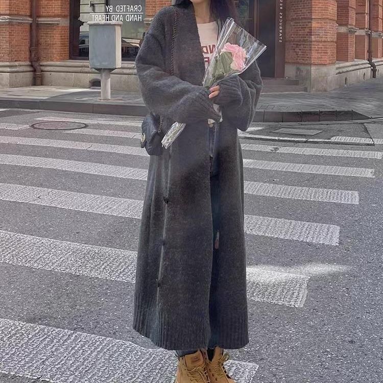 Dongdaemun Lazy Style Loose Long Sweater Jacket Autumn And Winter Korean Version Gentle Floral Knit Cardigan For Women F1102#38
