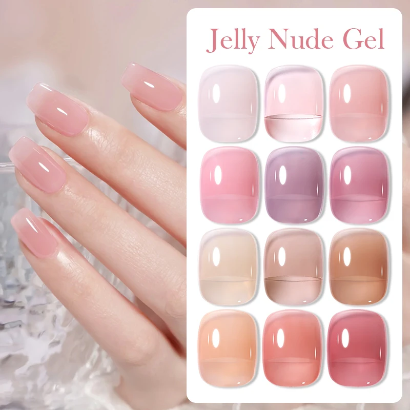 BORN PRETTY Jelly Transparent Gel Nail Polish Nude Pink Color UV Soak Off Gel Varnish Jade Nail Art Gel 10ml Design Manicure