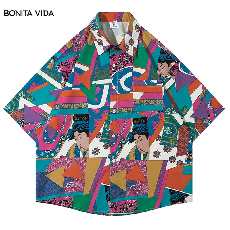 Oversize Men Hawaiian Shirt 2024 Summer Hip Hop Personalized Print Cartoon Graphic Beach Shirts Short Sleeve Casual Women Blouse 240329