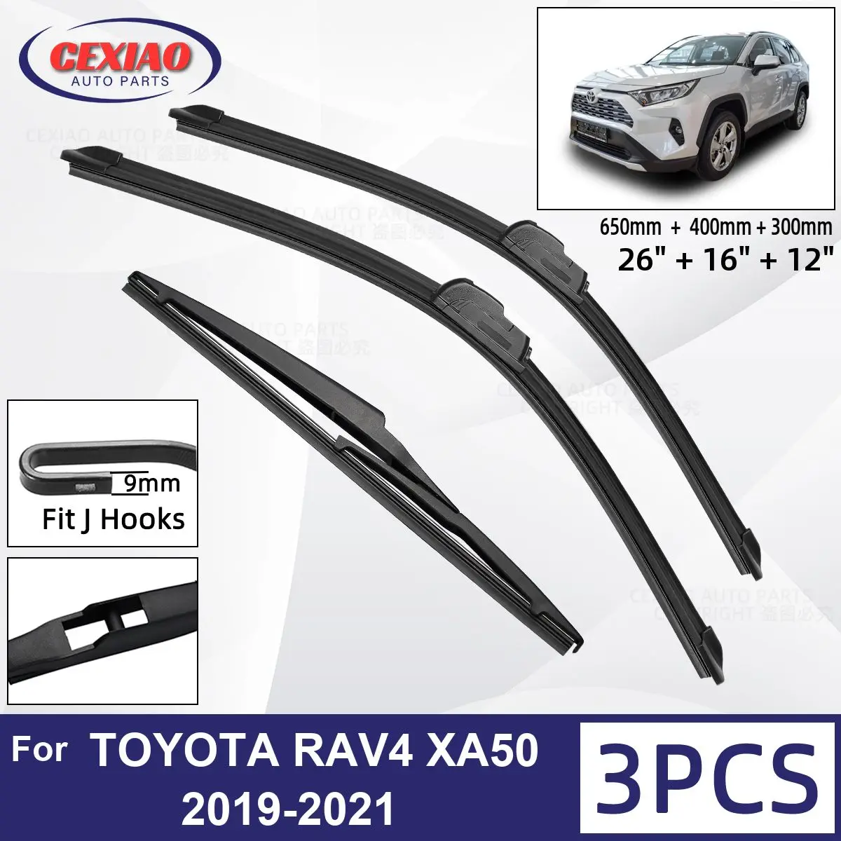 For TOYOTA RAV4 XA50 2019 2025 - new 2021 Car Front Rear Wiper Blades Soft Rubber Windscreen Wipers Auto Windshield 26"+16"+12" 2019 20