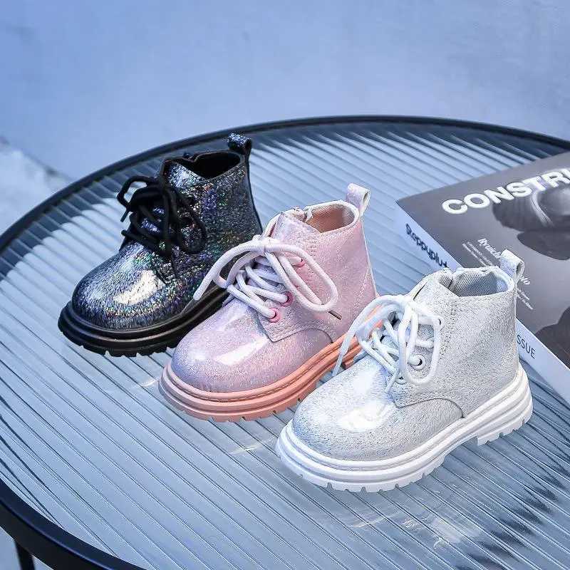 New autumn and winter childrens leather boots waterproof and non slip rubber outsole zipper ankle boots boys and girls childrens shoes M241102