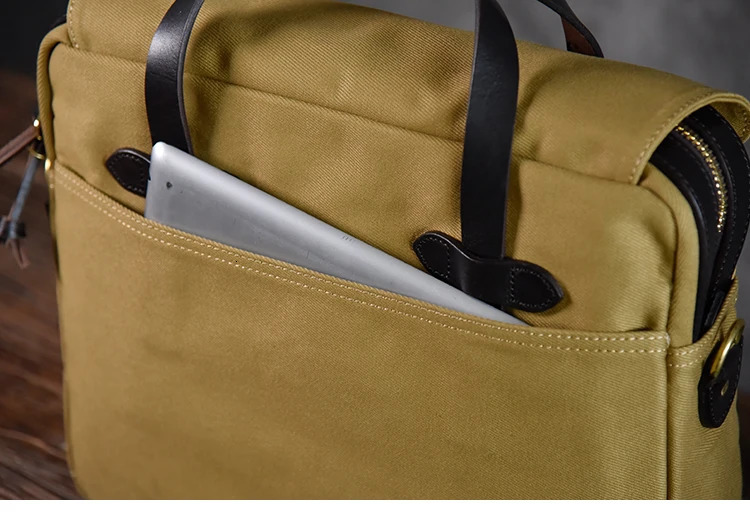 Tailor o American Vintage Mens Business Briefcase S ize 403010cm Heavy Duty Oil Waxed Canvas 70256 Tote 15 Computer Bag 241029