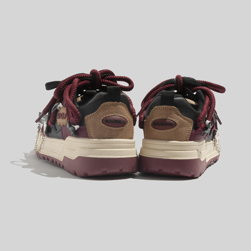 Wine Red Thick Soled Fashionable Versatile Trendy Sports Board Shoes Free Shipping