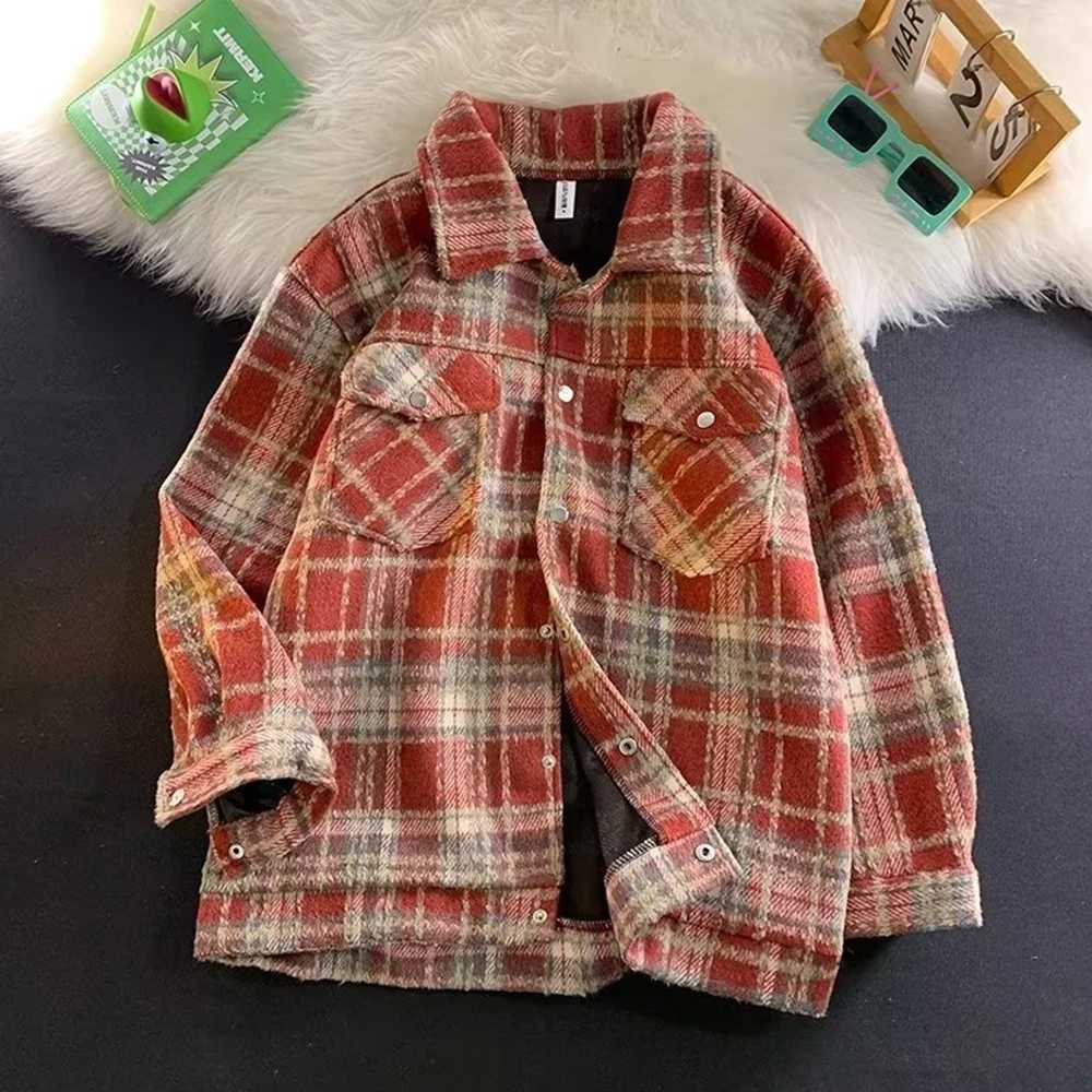 Autumn plain weave shirt jacket mens casual mens collar jacket W241102