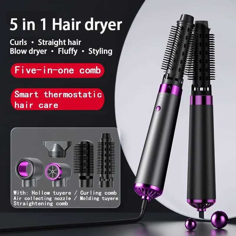 Hair Dryers Hair Dryer 5 in 1 Hot Air Comb Function Professional Electric Hair Brush Multifunction Salon Style Tool Fast Dry Blow Dryer 240401
