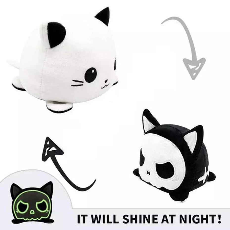 Reversible Plush new Flip Toys Animal Cat Dog Unicorn Panda Double-sided Angry Reversible Happy 2025 Doll Shine Soft Cute Children Gifts