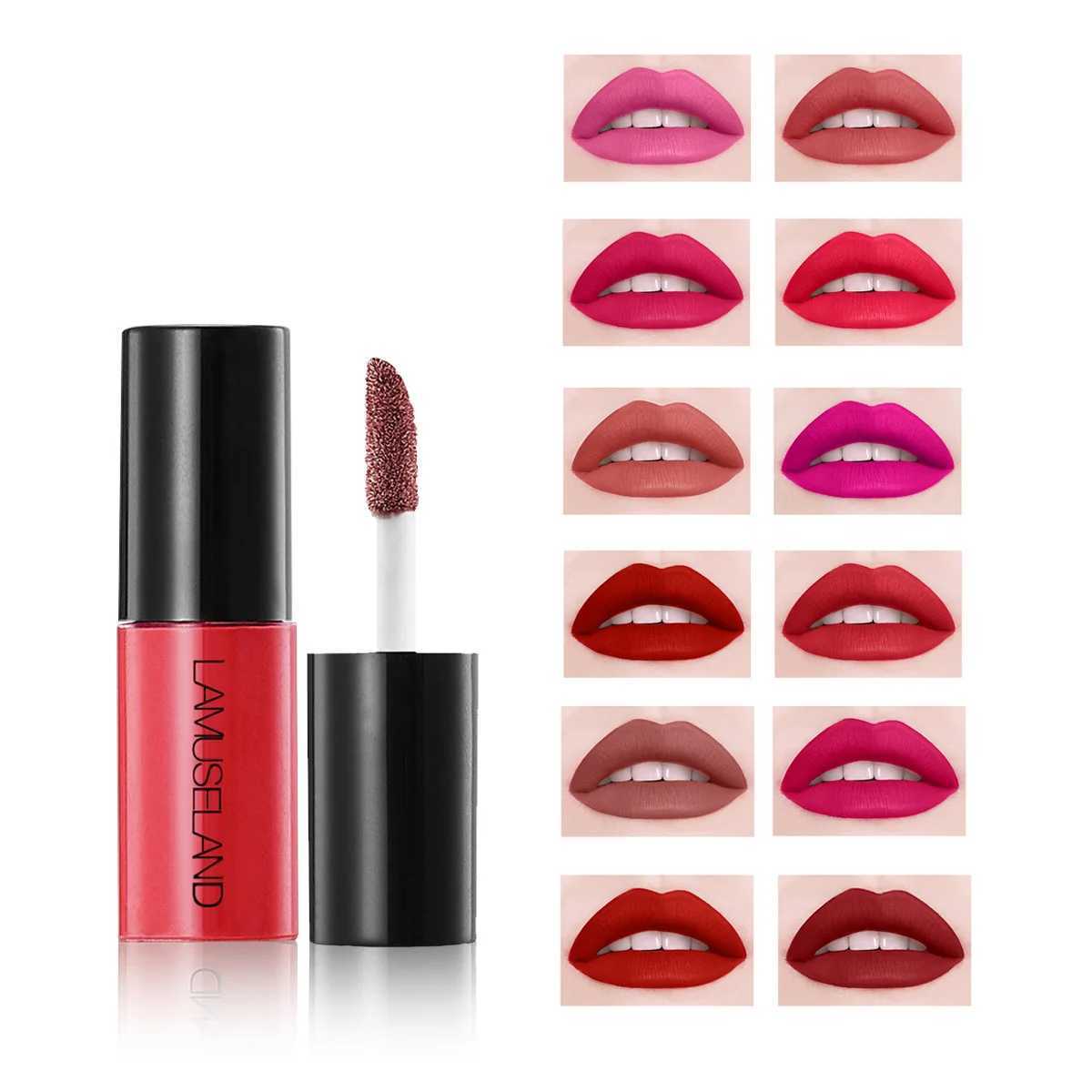 Mini 12 color liquid lip gloss waterproof glue free 24 hour long lasting velvet matte lipstick lip gloss cosmetics care W241101