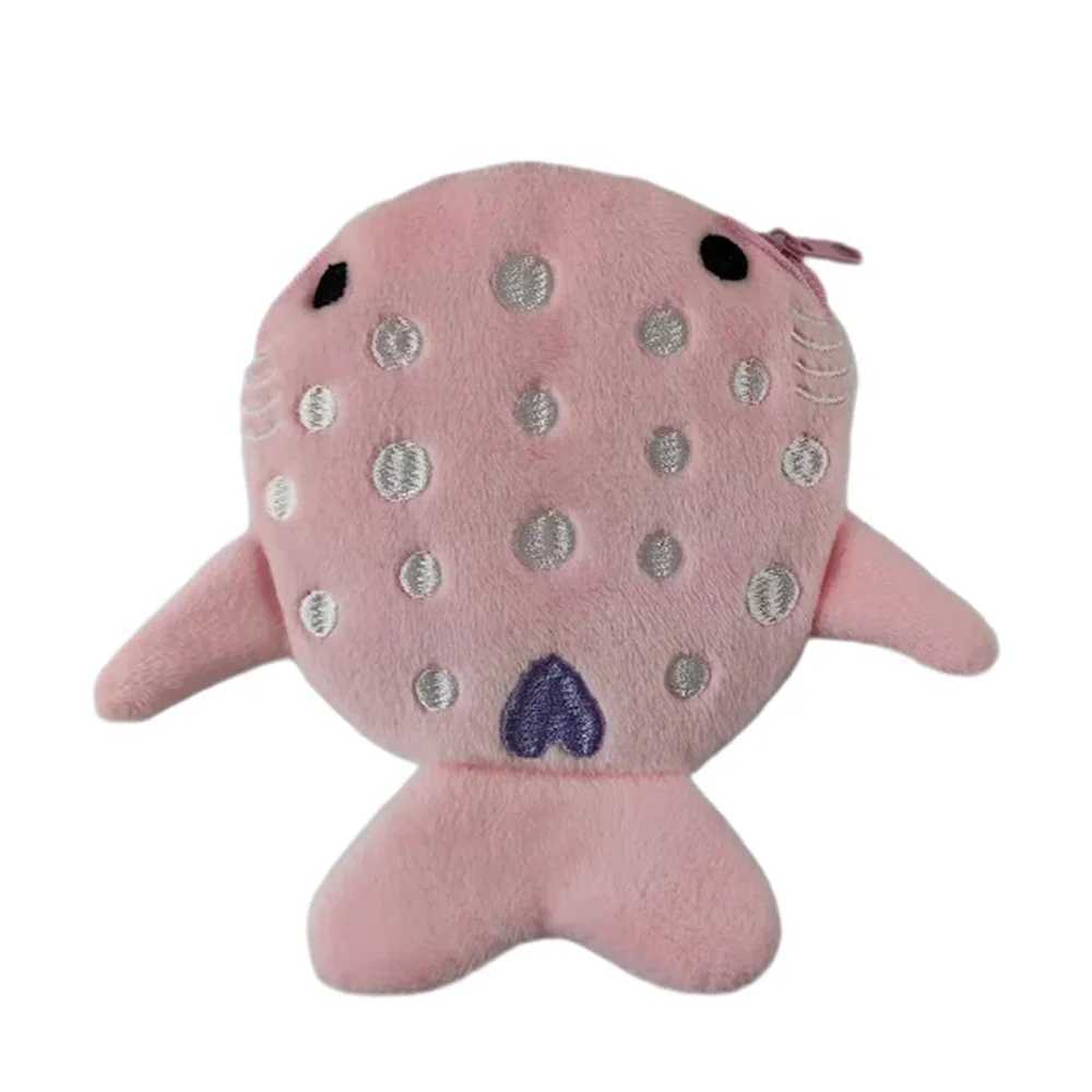 New Japan Cute Plush Whale Shark Doll Coin Purse Carto Wallet Mini Zipper Coin Wallet Data Cable Headset BagXJ241111