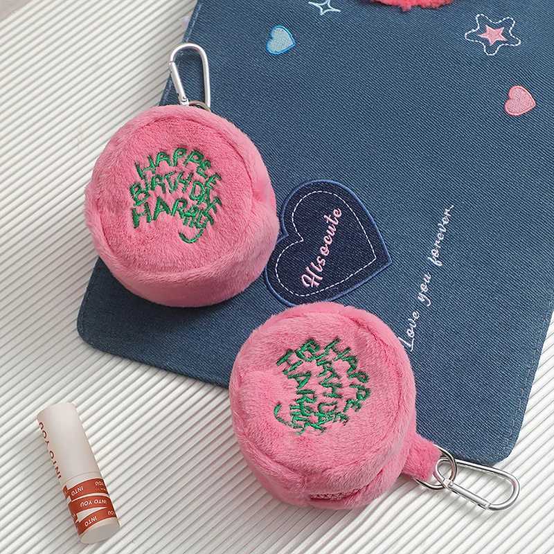 Pink Mini Coin Potters Purse Earphe Cord Storage Bag Kaii Spot Cute Plush Harries Portable Purse Coin Pouch Cake BagXJ241111