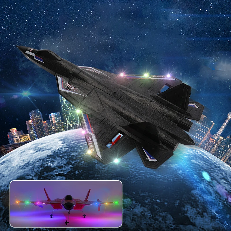 Rc Plane SU 57 new 2025 Radio Controlled Airplane with Light Fixed Wing Hand Throwing Foam Electric Remote Control Plane