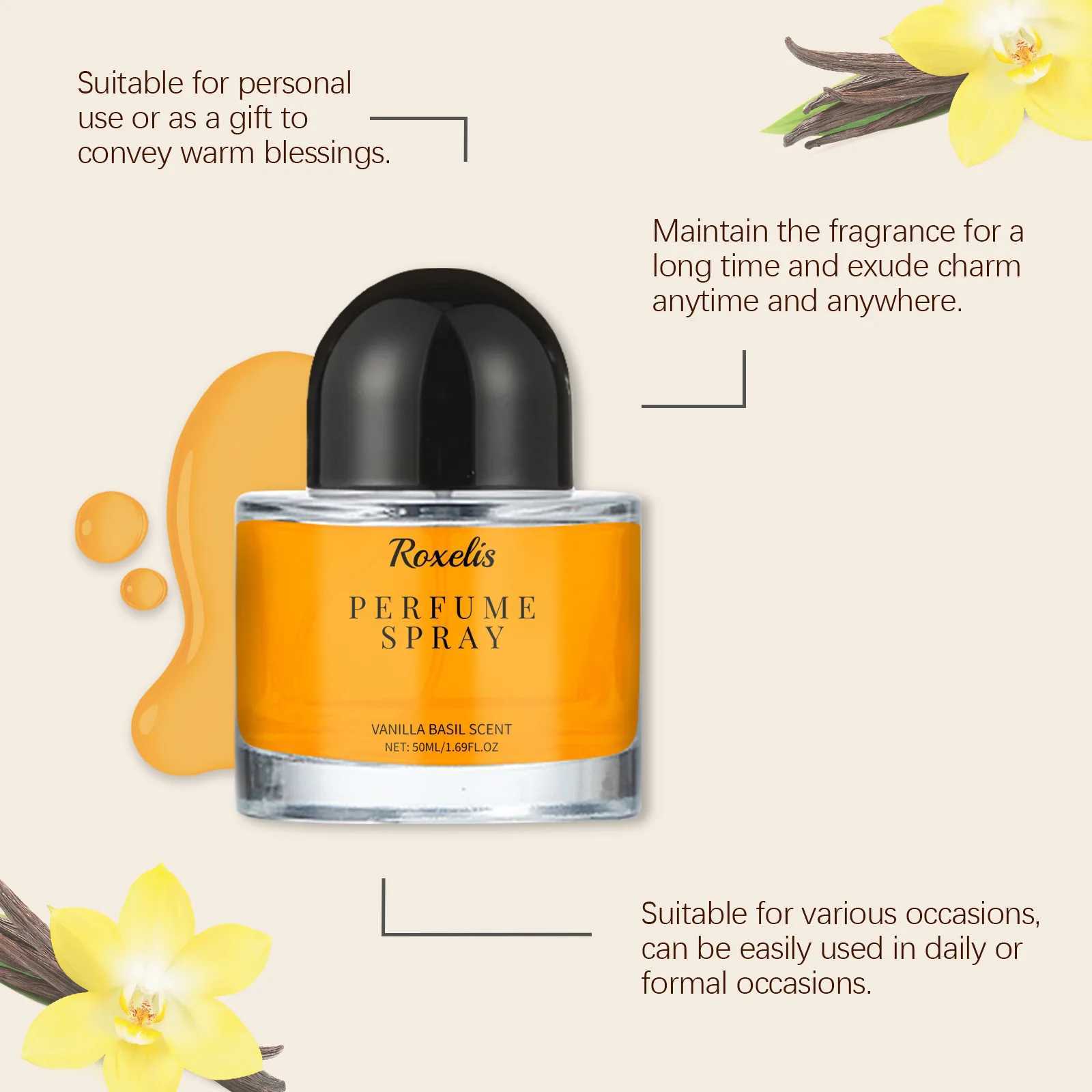 Vanilla basil perfume spray attracts mens scent Long lasting perfume Daily dating female pheromone perfumeW241102