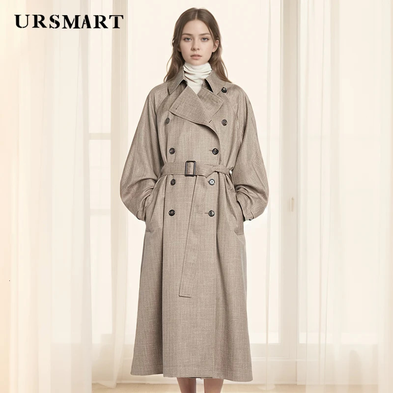 Elegant and loose knee length womens trench coat - Double breasted customized windproof spring and summer 241031