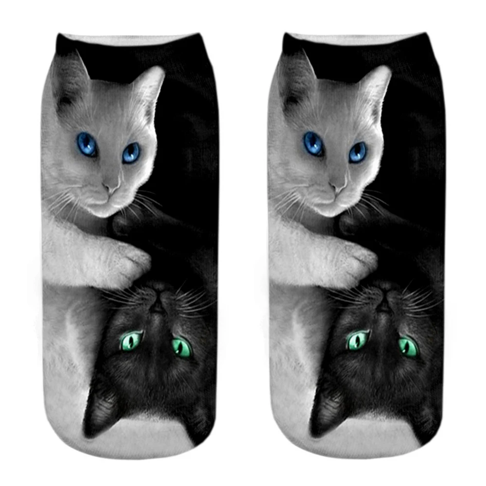 1 Pair New 3D Printed Funny Cool Ghost Cat Unisex Short Socks Creative Colorful Multiple Low Ankle Socks new 2025 Halloween Gift Socks