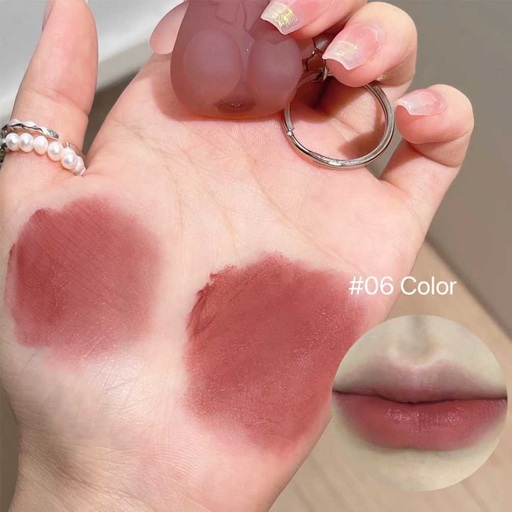 Keychain lip shaped glass luster waterproof rodless cup cute bear liquid lipstick long-lasting moisturizing lipstick coloring Korean cosmetics W241101
