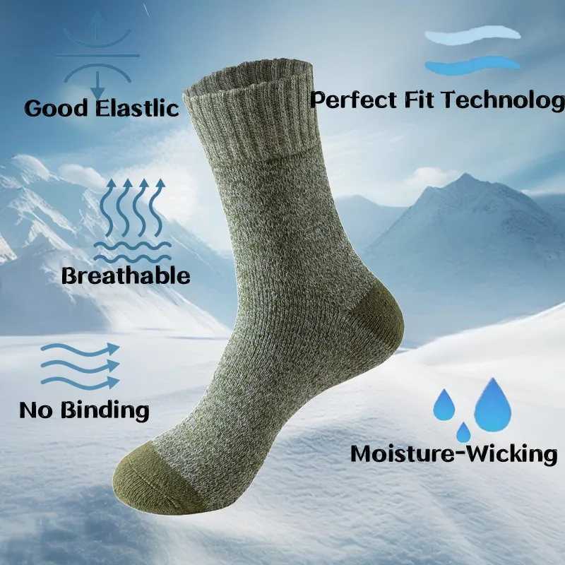 5 Pairs Merino Wool For Men Super Thick Hiking Thermal For Cold Weather LX241102