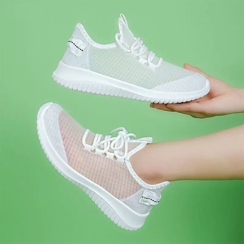 2023Summer Mesh Breathe Casual Women Fashion Lace Up Quality Light Sneakers New Female Platform Sport Running Vulcanized Shoes 5Ae4