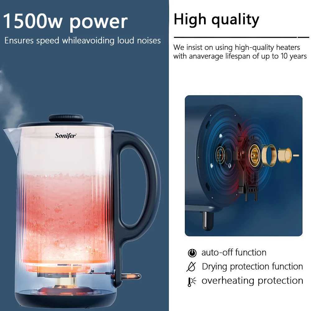 304 stainless steel electric kettle household double wall design 1.7L 1500W cordless frosted house Y241102