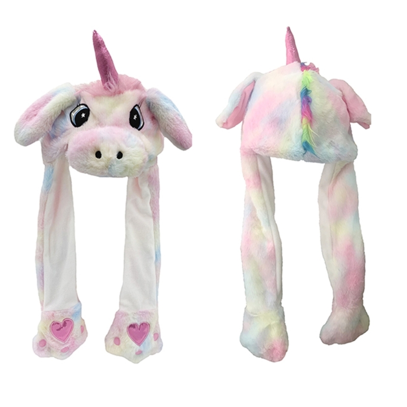 Plush Beanie Hat 2025 Soft Warm Caps with Ear Flaps Winter Party Crazy Hats new Cute Animal Moving Ears Costume Accessory Dropship