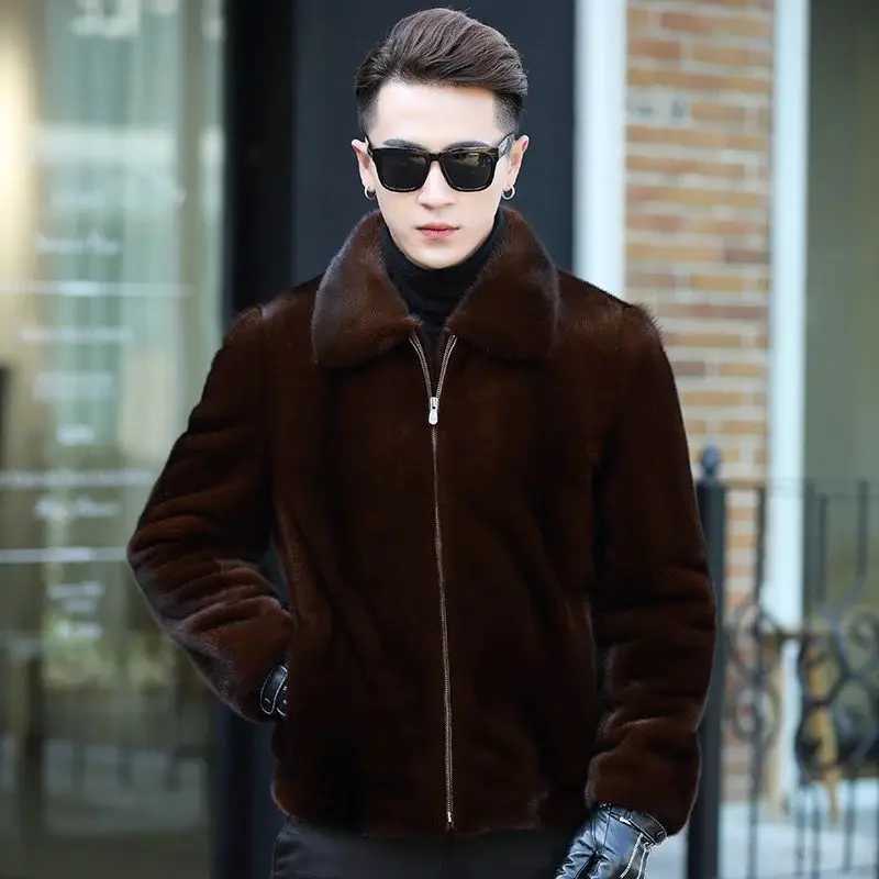 Autumn Winter 2022 New Mens Faux Mink Fur Coat Lapel Thick Warm Jackets Fashion Mens Eco-Friendly Faux Fur Coats Jackets T79XJ241102